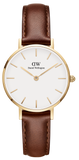 Daniel Wellington DW00100231 Classic Petite St Mawes Women’s Watch – White Dial with Brown Leather Strap