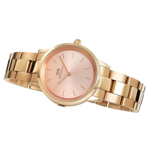 Daniel Wellington Iconic Link Pink Dial Rose Gold Steel Strap Watch For Women - DW00100333
