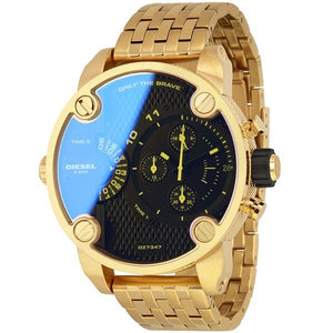 Diesel Mr Daddy Blue Dial Gold Steel Strap Watch For Men - DZ7347