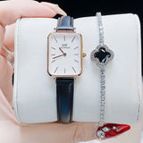 Daniel Wellington DW00100434 Quadro Women's Watch – White Dial & Black Leather Strap