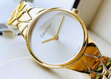 Calvin Klein K6E23546 Snake Women's Watch – Silver Dial & Yellow Gold Steel Strap