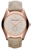 Emporio Armani AR1667 Valente Analog Men's Watch – Beige Dial & Beige Leather Strap