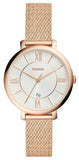 Fossil ES4352 Jacqueline Women’s Watch – Mother of Pearl White Dial & Gold Mesh Strap