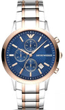 Emporio Armani AR80025 Renato Chronograph Men's Watch – Blue Dial & Two-Tone Steel Strap