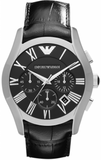 Emporio Armani AR1633 Valente Chronograph Men's Watch – Black Dial & Black Leather Strap