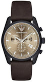 Emporio Armani AR6078 Sportivo Chronograph Men's Watch – Beige Dial & Brown Leather Strap