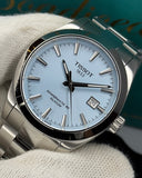Tissot T127.407.11.351.00 Gentleman Powermatic 80 Silicium Men's Watch – Ice Blue Dial & Silver Steel Strap