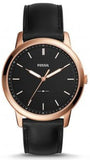 Fossil FS5376 The Minimalist Men's Watch – Black Dial & Black Leather Strap