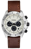 Fossil CH2886 Retro Traveler Chronograph Men's Watch – White Dial & Brown Leather Strap