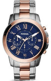 Fossil FS5024 Grant Chronograph Men's Watch – Blue Dial & Two-Tone Steel Bracelet
