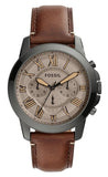 Fossil FS5214 Grant Chronograph Men's Watch – Brown Dial & Brown Leather Strap