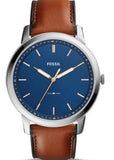 Fossil FS5304 The Minimalist Men's Watch – Blue Dial & Brown Leather Strap