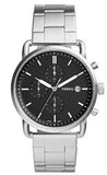 Fossil FS5399 The Commuter Men's Watch – Black Dial & Silver Steel Bracelet