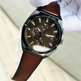 Fossil FS5798 Everett Chronograph Men's Watch – Black Dial & Brown Leather Strap