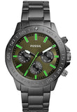 Fossil BQ2504 Bannon Multifunction Chronograph Men's Watch – Green Dial & Grey Steel Bracelet