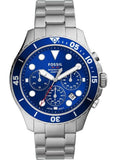 Fossil FS5724 FB-03 Chronograph Men’s Watch – Blue Dial & Silver Steel Strap