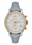 Fossil ES4045 Original Boyfriend Women's Watch – White Dial & Light Blue Leather Strap