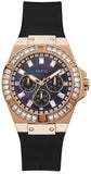 Guess GW0118L2 Venus Diamonds Quartz Women's Watch – Black Dial & Black Rubber Strap