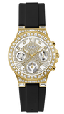 Guess GW0257L1 Moonlight Crystals Women’s Watch – Silver Dial & Black Silicone Strap
