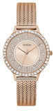 Guess GW0402L3 Soiree Diamonds Quartz Women's Watch – Rose Gold Dial & Rose Gold Mesh Bracelet