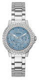 Guess GW0410L1 Crown Jewel Diamonds Women's Watch – Blue Dial & Silver Steel Strap