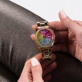 Guess GW0483L4 Confetti Chronograph Women's Watch – Rainbow Dial & Gold Steel Bracelet