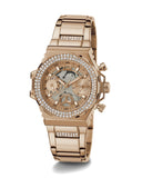 Guess Fusion Chronograph Rose Gold Dial Rose Gold Steel Strap Watch for Women - GW0552L3