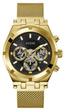 Guess GW0582G2 Continental Men's Watch – Black Dial & Gold Mesh Strap with Chronograph