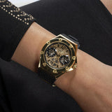 Guess GW0620L2 Asteria Multifunction Women’s Watch – Gold Dial & Black Rubber Strap