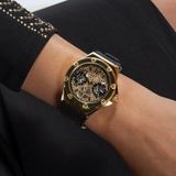 Guess GW0620L2 Asteria Multifunction Women’s Watch – Gold Dial & Black Rubber Strap