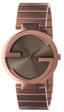 Gucci Interlocking G Quartz Brown Dial Brown Steel Strap Watch for Women -  YA133317