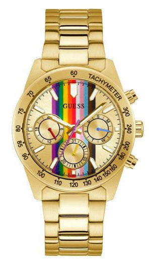 Guess Altitude Multifunction Gold Dial Gold Steel Strap Watch for Men - GW0434G1