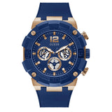 Guess Navigator Chronograph Blue Dial Blue Rubber Strap Watch for Men - GW0264G4