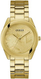 Guess Cubed Analog Gold Dial Gold Steel Strap Watch For Women - GW0606L2