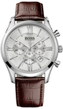 Hugo Boss HB1513195 Ambassador Chronograph Quartz Men's Watch – Silver Dial & Brown Leather Strap