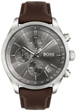 Hugo Boss 1513476 Grand Prix Quartz Men's Watch – Grey Dial & Brown Leather Strap