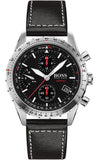 Hugo Boss 1513770 Aero Chronograph Men's Watch – Black Dial & Black Leather Strap
