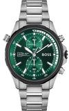 Hugo Boss 1513930 Globetrotter Men's Watch – Green Dial & Silver Steel Bracelet