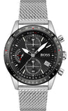 Hugo Boss 1513886 Pilot Edition Men's Watch – Black Dial & Silver Mesh Bracelet