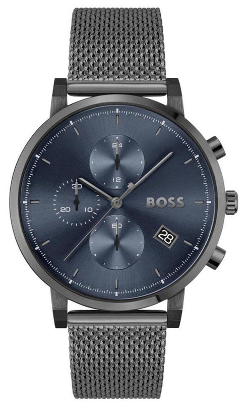 Hugo Boss Skymaster Chronograph Grey Dial Grey Mesh Bracelet Watch for Men - 1513934