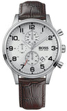 Hugo Boss HB1512447 Aeroliner Chronograph Men's Watch – White Dial & Brown Leather Strap