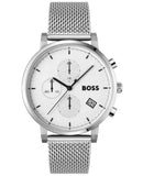 Hugo Boss 1513933 Skymaster Men's Watch – White Dial & Silver Mesh Bracelet