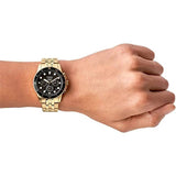 Fossil FS5836 FB-01 Chronograph Men’s Watch – Black Dial with Gold Steel Strap