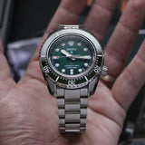 Seiko Prospex GMT Divers Automatic Marine Green Dial Silver Steel Strap Watch For Men - SPB381J1