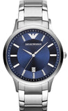 Emporio Armani AR11182 Renato Quartz Men's Watch – Blue Dial & Silver Steel Strap