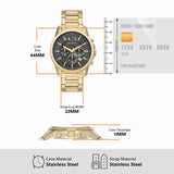 Armani Exchange Banks AX1721 Men's Chronograph Watch – Black Dial with Gold Stainless Steel Strap
