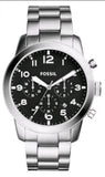 Fossil FS5141 Pilot Chronograph Men's Watch – Black Dial & Silver Steel Bracelet