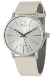 Calvin Klein K3E236L6 Equal Women's Timepiece – Silver Dial & White Leather Strap