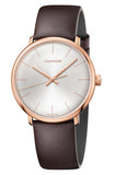 Calvin Klein K8M216G6 High Noon Quartz Men's Watch – Silver Dial & Brown Leather Strap
