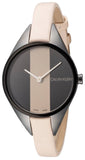 Calvin Klein K8P237X1 Rebel Quartz Women's Watch – Cream & Black Dial & Cream Leather Strap